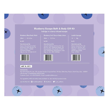 mcaffeine Blueberry Escape Bath & Body Gift Kit|Body Wash, Body Lotion, Teal Loofah|Gift Set For Men And Women|Pampering Kit For Birthday, Anniversary & All Special Occasions| 100% Vegan